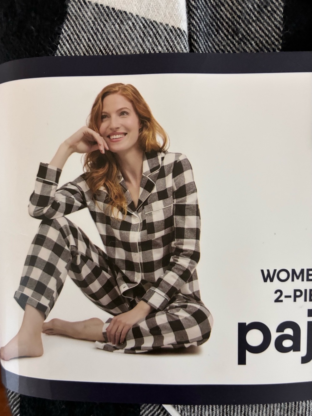 Lands' End Black and White Buffalo Check Women’s Medium Pajama Set New With Tags - Picture 6 of 6